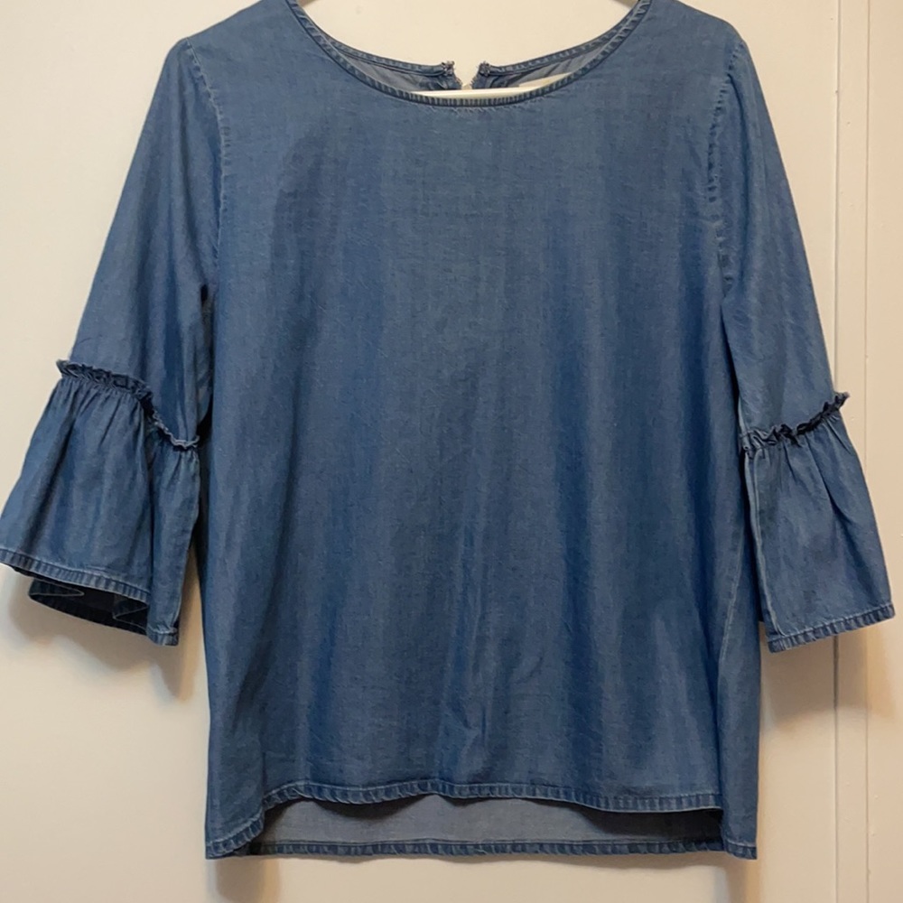 Chambray 3/4 Sleeves Blouse